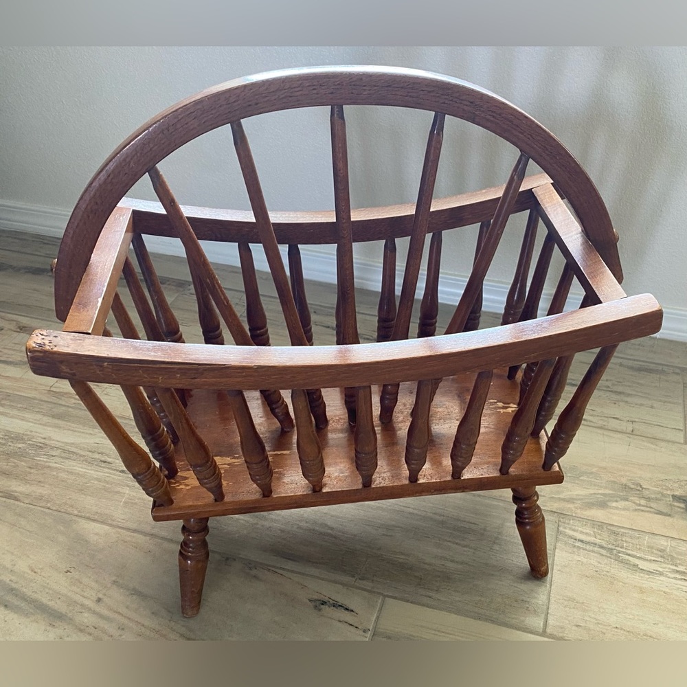 Vintage Solid Wood Magazine and Newspaper Holder